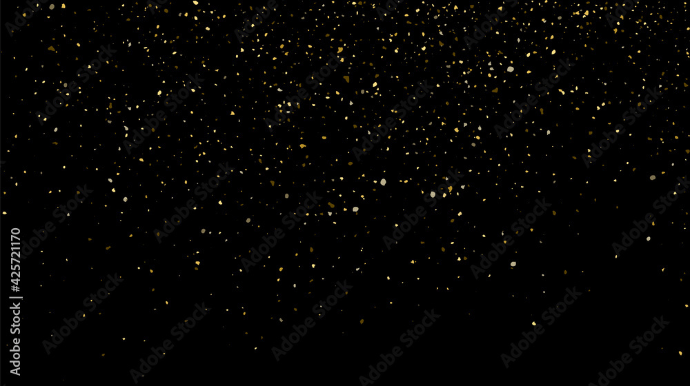 Gold glitter texture on black background. Golden sparkle confetti ...