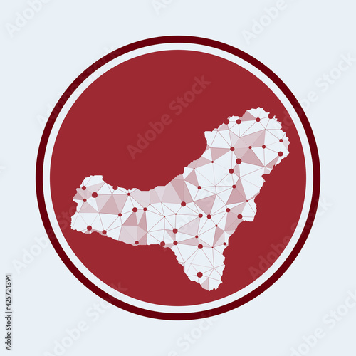 El Hierro icon. Trendy tech logo of the island. Geometric mesh round design. Technology, internet, network, telecommunication concept. Vector illustration.