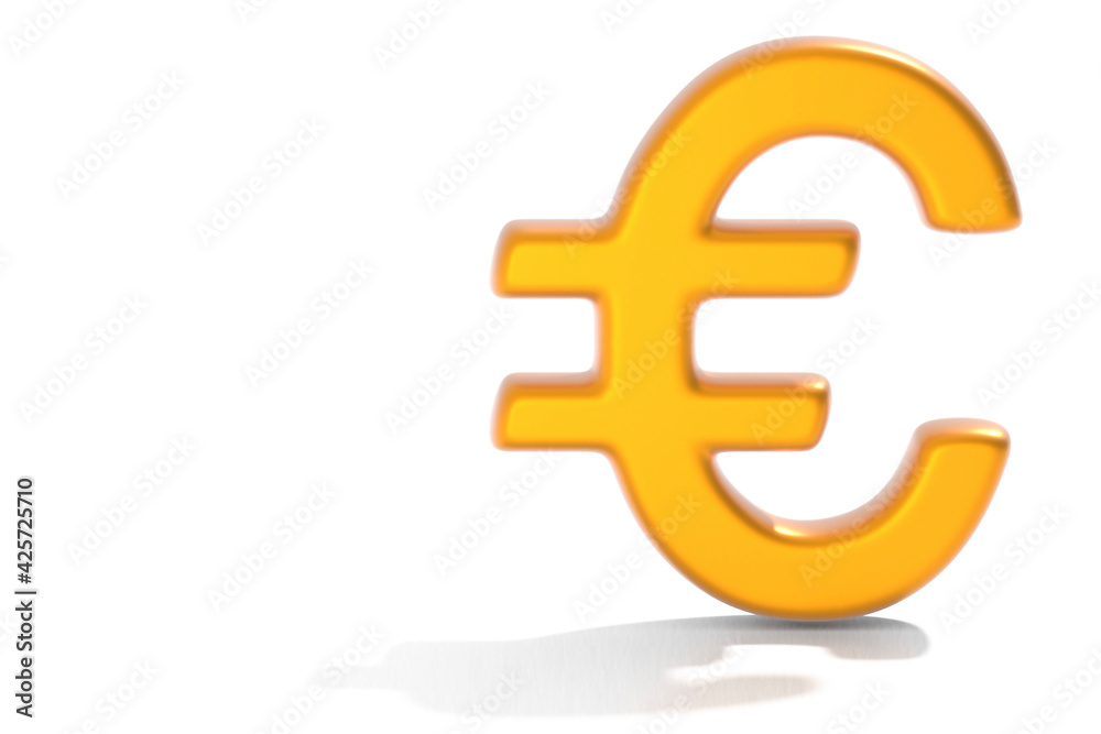 Fototapeta premium Euro symbol in 3d, gold color on white background.