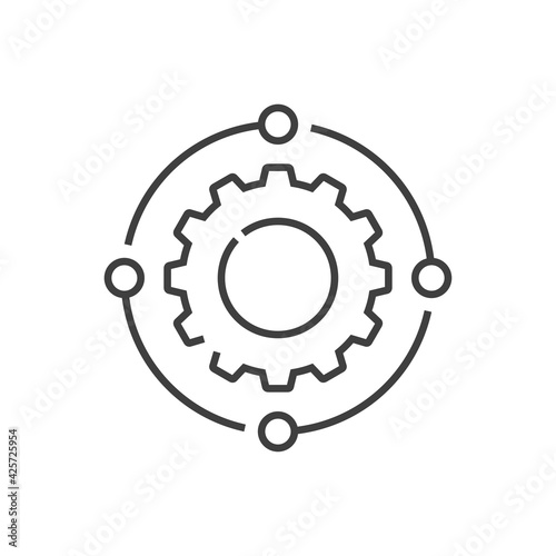 Tecnología electrónica. Engranaje con circuito digital girando con lineas de color gris