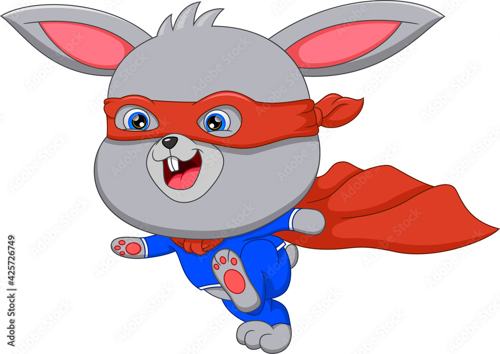 rabbit cartoon in super hero costume