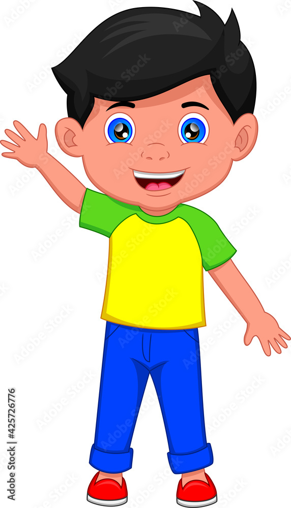 cute boy waving isolated on white background cute boy waving isolated on white background
