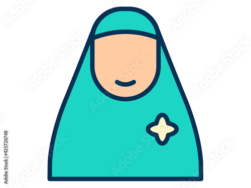 muslim islam ramadan female single isolated icon with filled line style