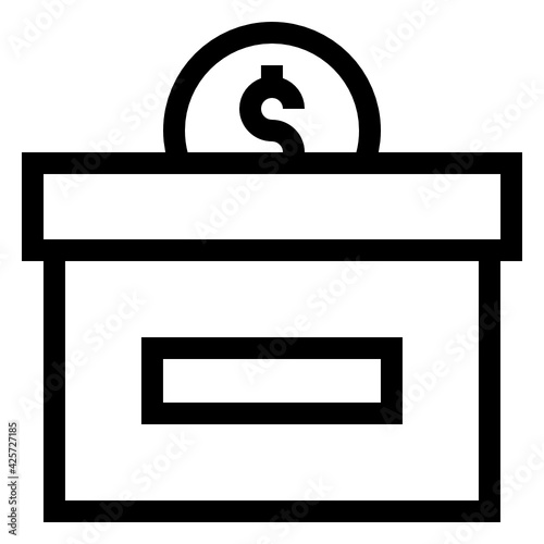 
A very well designed linear icon of donation box 

