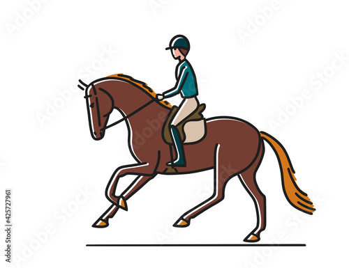 Horse rider in trendy clothes vector cartoon illustration © irinamaksimova