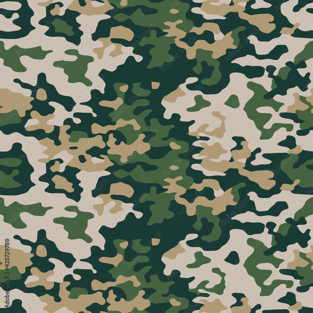 Green camouflage seamless pattern. Vector camo military background. Fabric  textile print template. vector de Stock | Adobe Stock
