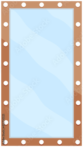 Floor wooden frame mirror rectangular shape isolated. Hallway, bedroom interior design element