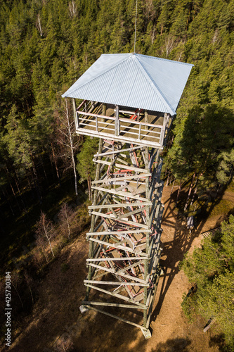 Udrkalna (Otter hill) watching tower near Usma lake, Latvia. Captured from above. photo