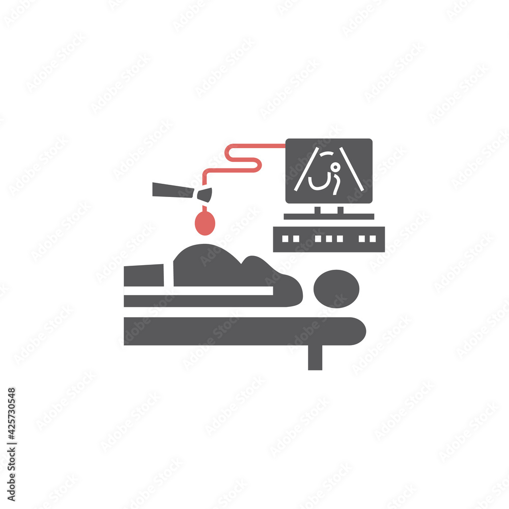 Ultrasound during pregnancy. Doctor doing sonography to a pregnant woman. Vector illustration for websites. Ultrasound during pregnancy. Doctor doing sonography to a pregnant woman. Vector illustration for websites.