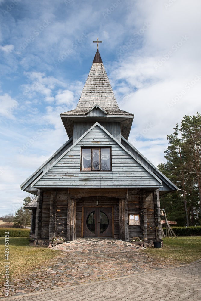 Fototapeta premium Usma wooden lutheran church, Latvia