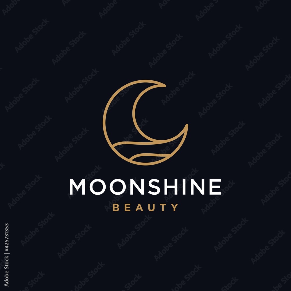 elegant crescent moon and star logo design line icon vector in luxury style outline linear elegant crescent moon and star logo design line icon vector in luxury style outline linear