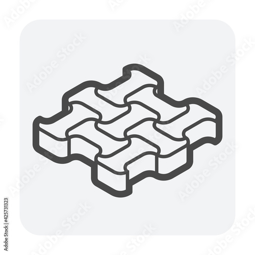 Concrete paver block pavement floor or brick vector icon. For landscape, outdoor, garden by paving on ground to create I dumble pattern. That sidewalk, road, patio, path, street or walkway.