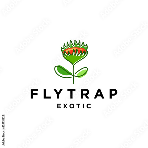 green flytrap icon logo design, carnivorous plant trendy filled icons from Nature collection, carnivorous plant vector Illustration