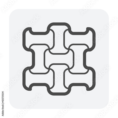 Concrete paver block pavement floor or brick vector icon. For landscape, outdoor, garden by paving on ground to create I dumble pattern. That sidewalk, road, patio, path, street or walkway.