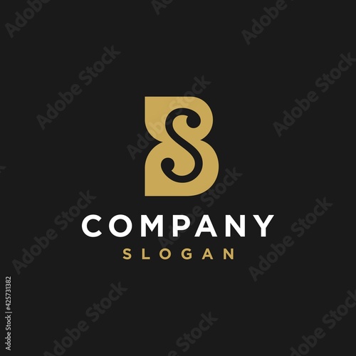 SB BS S B elegant gold classic logotype design vector, vintage S and B letter golden logo