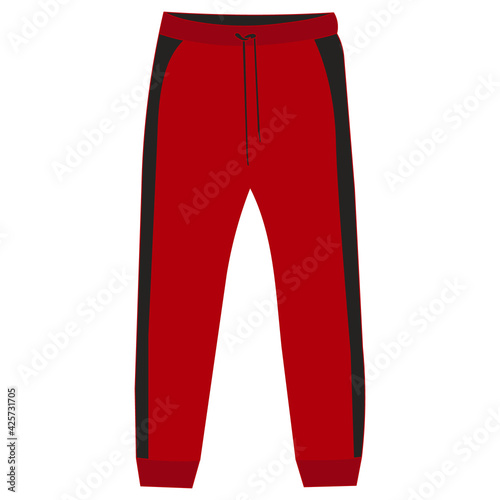 vector, isolated, red sweatpants on white background