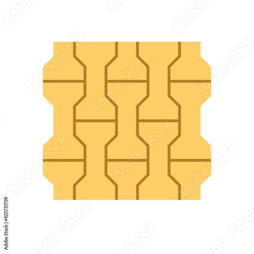 Concrete paver block pavement floor or brick vector icon. For landscape, outdoor, garden by paving on ground to create I dumble pattern. That sidewalk, road, patio, path, street or walkway.