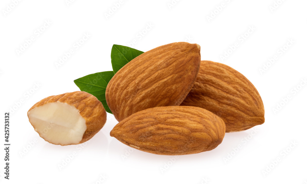 Almond nuts isolated on white background Almond nuts isolated on white background