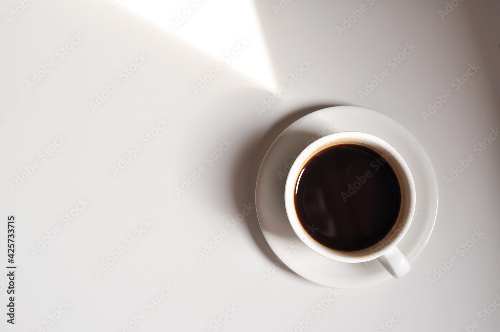 cup of black coffee on work place cup of black coffee on work place