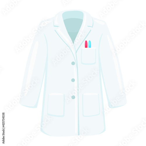 Lab Coat Emoji Icon Illustration. Science Laboratory Vector Symbol Emoticon Design Doodle Vector.