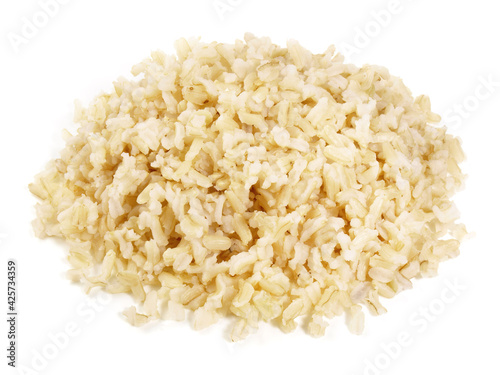Cooked Wholegrain Rice on white Background Isolated
