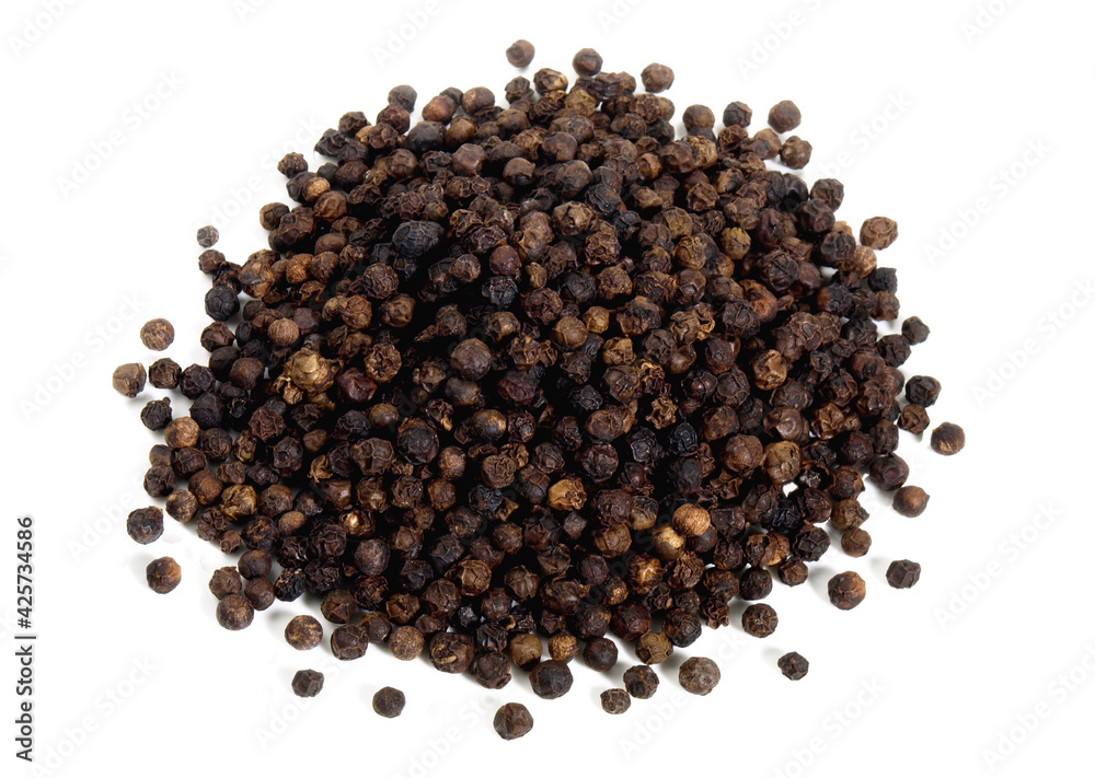 Black Peppercorns on white Background Isolated Black Peppercorns on white Background Isolated