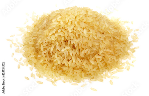 Parboiled Rice on white Background Isolated