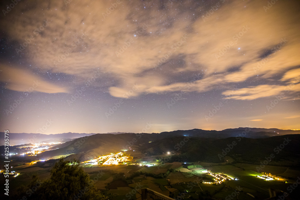 Obraz premium Night sky in Sant Miquel De Castello church, La Garrotxa, Spain