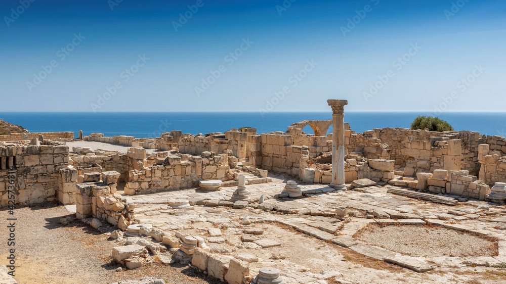 Old ruins of ancient Kourion at sunset, Limassol District. Cyprus