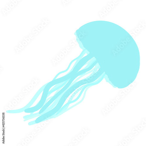 Vector Icon  Marine Blue jellyfish isolated 