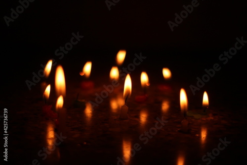 candles in the night burning brigth