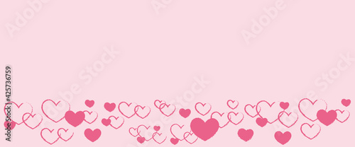 Cute hand drawn hearts seamless pattern, great for Valentine's Day, Weddings, Mother's Day - textiles, banners, wallpapers, backgrounds. ハート背景、ハートバナー素材 © Lala