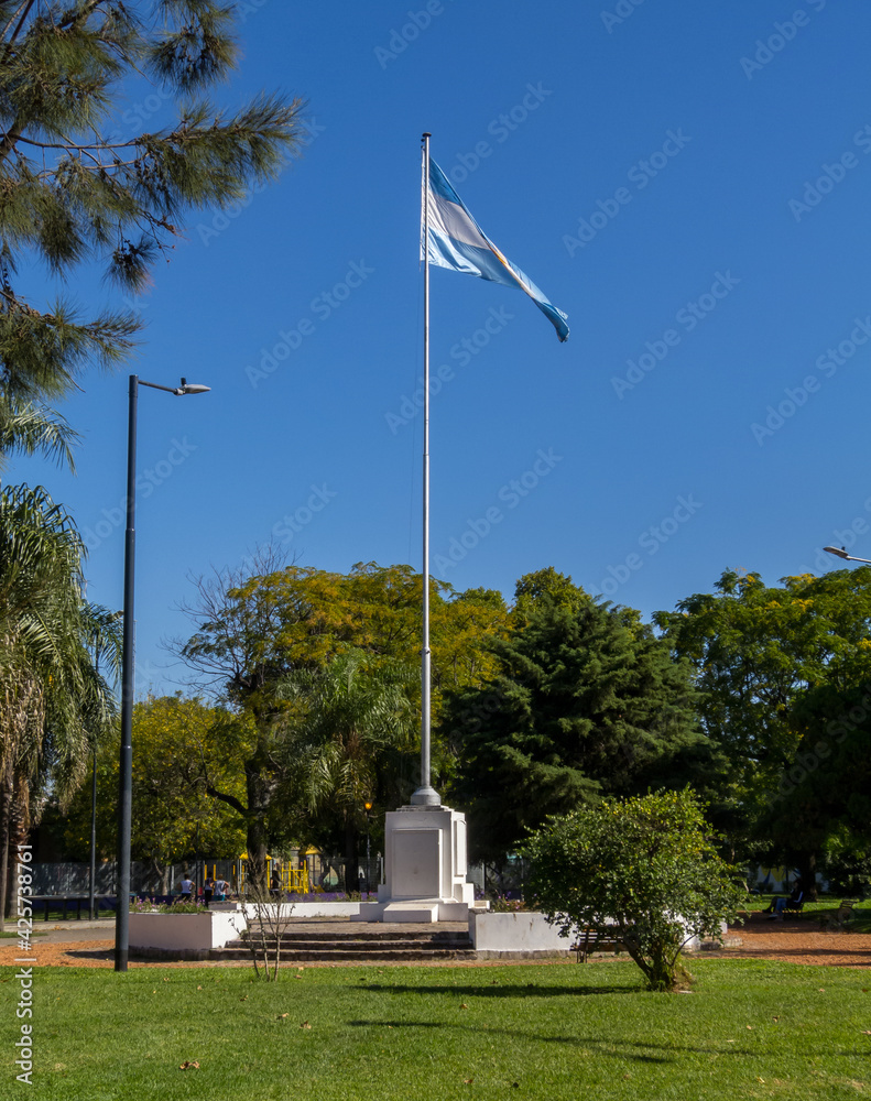 Argentinian flag in a park