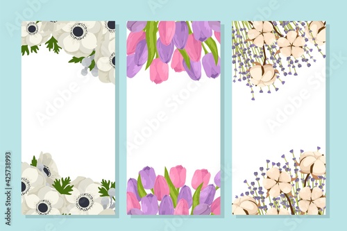Template floral design, flower background at card flyer banner, vector illust...