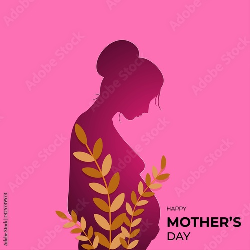 vector illustration for Happy Mother s  Day  Papercut effect.