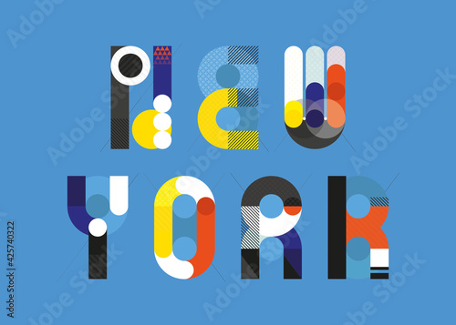 NEW YORK wallpaper - PRINT font collection - design alphabetical minimal art, modern bauhaus style for prints
