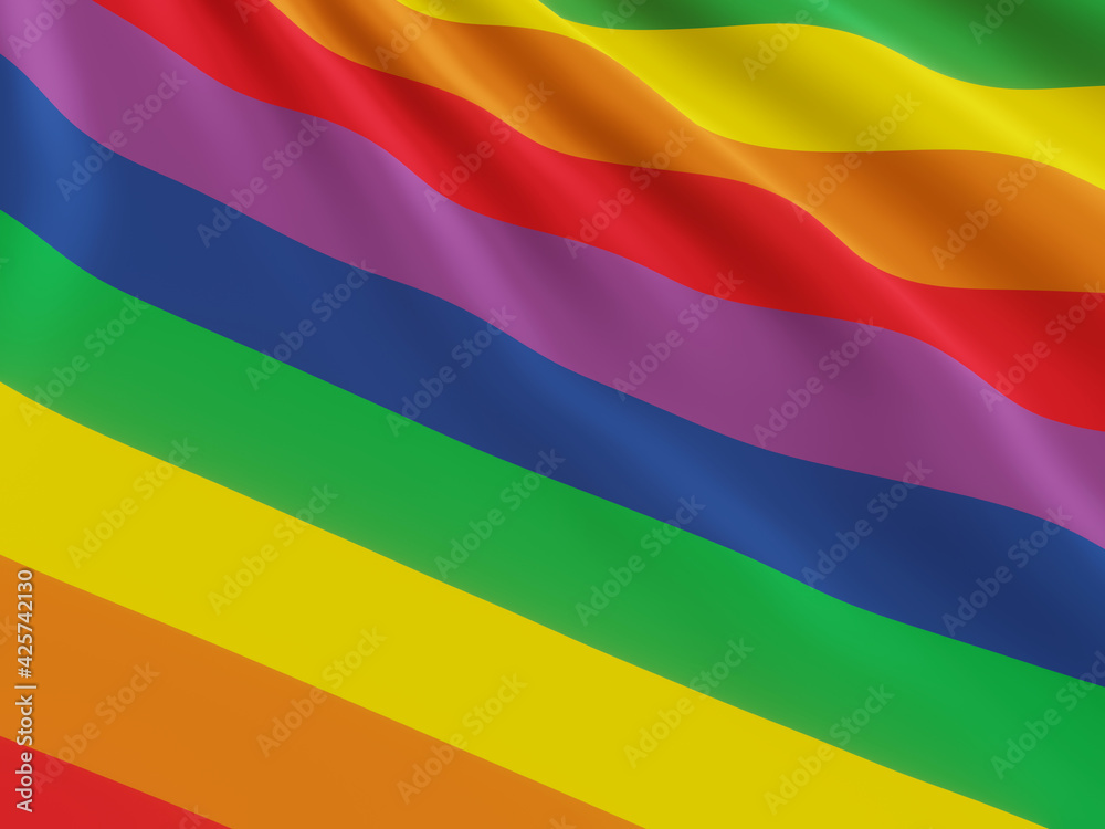 3D rendering. Wavy rainbow flag. LGBTQ color. 3D rendering. Wavy rainbow flag. LGBTQ color.