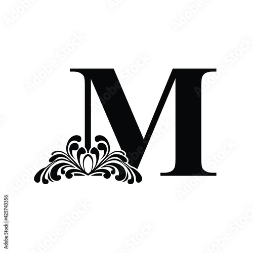  Letter M template logo letter . Monogram alphabet . Beautiful royal initials letter. 