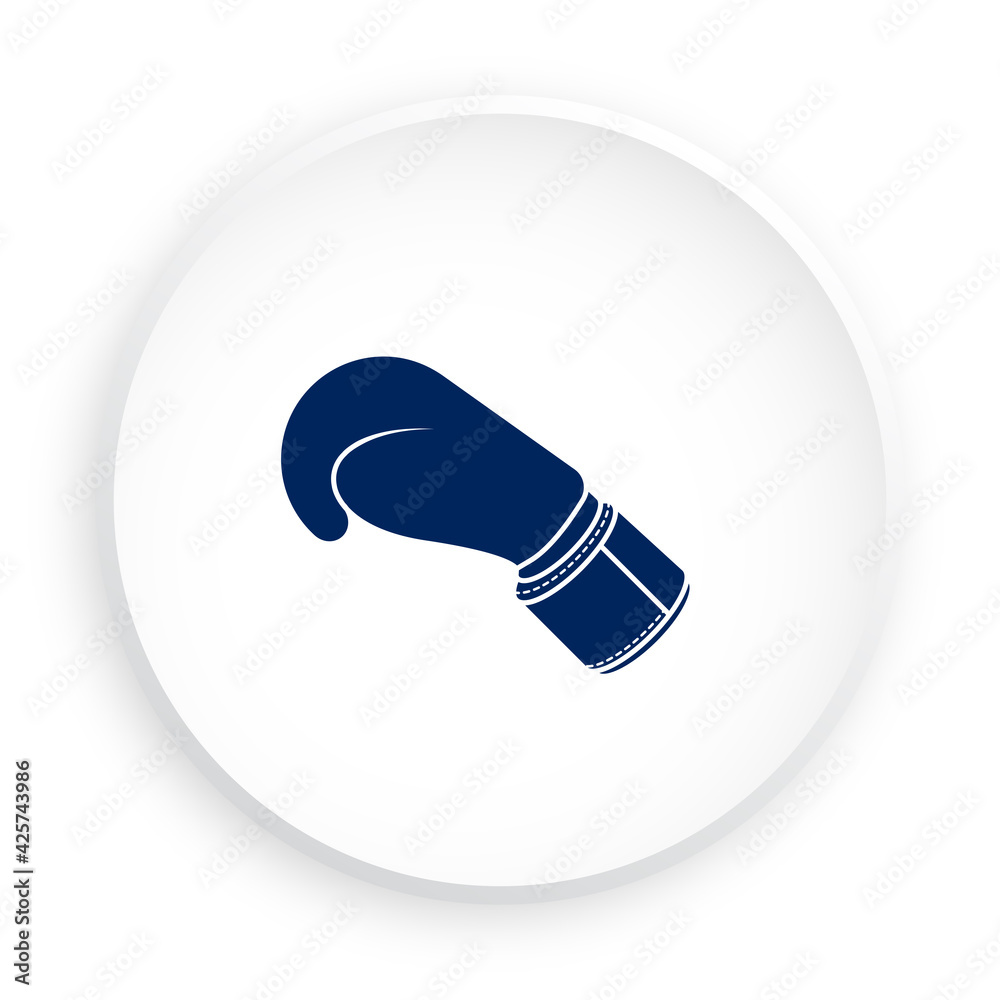 Sports boxing glove icon in neomorphism style for mobile app. Button for mobile application or web. Vector on white background Sports boxing glove icon in neomorphism style for mobile app. Button for mobile application or web. Vector on white background