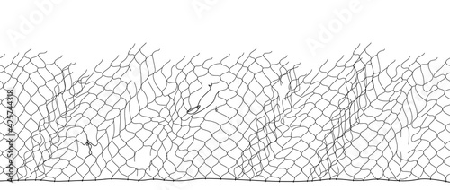 Black fisherman rope net vector seamless texture on white photo