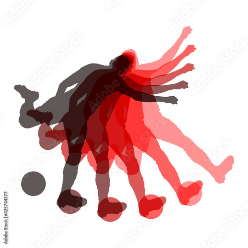 Footballeur Abstrait en Mouvement Rouge v2
