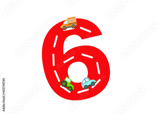 numbers for children, track road numbers with colored cars