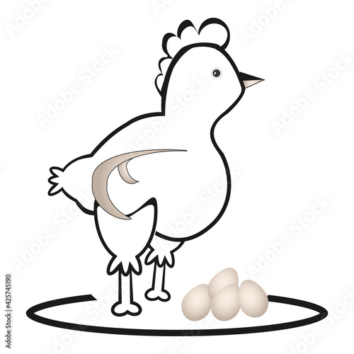 vector emblem of eco chicken and eggs photo