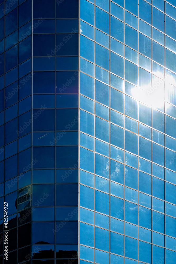 Skyscraper building facade close up