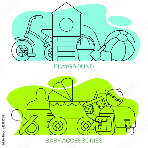 Set of baby icons. Vector illustration