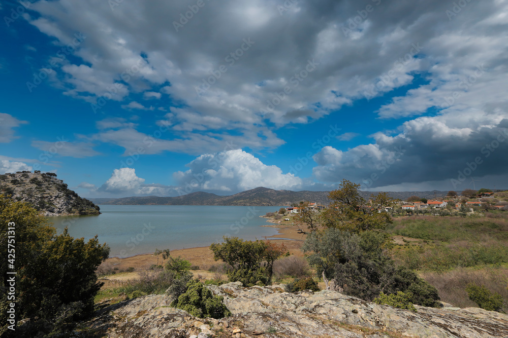 (Aydın - Turkey) Old serçin village on the shore of Lake Bafa with lake view.