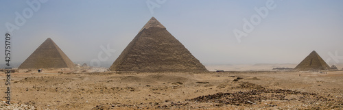 Panorama of the great pyramides in Cairo  Giza