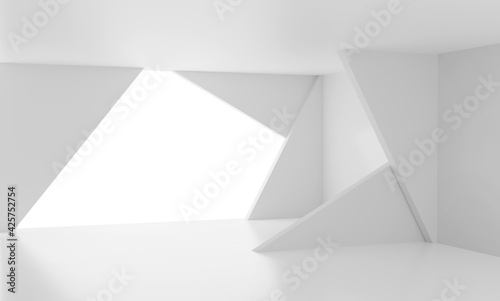 3D Abstract room white background. 3d render