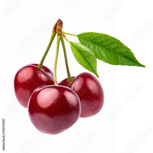 sweet cherry fruits isolated on white background