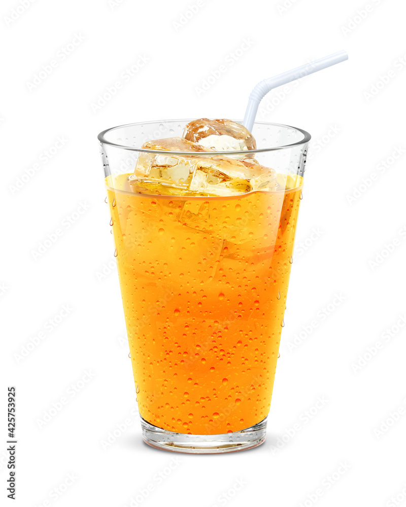 グラス オレンジジュース 飲み物 氷 イラスト リアル ストロー Stock Illustration Adobe Stock